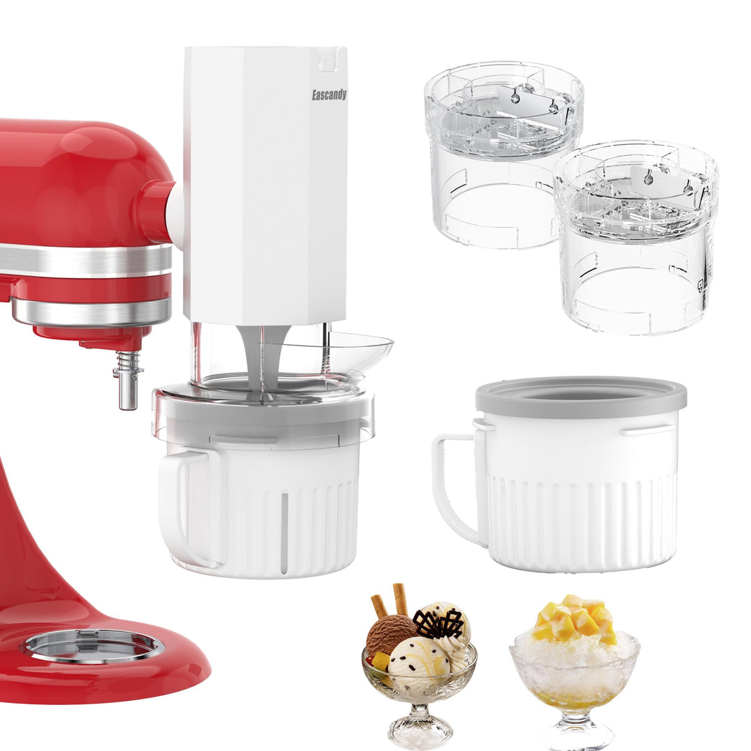 Aufsatz für Rasiereis und 2 Stück Eismaschinen-Aufsatz-Set, passend for KitchenAid Standmixer, BPA-f