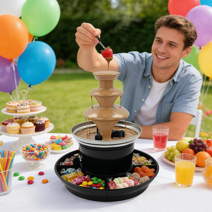Schokoladenbrunnen 3 Etagen 40W Elektrische Schokoladenfondue Set Dreifach Schokoladenbrunnen Maschi