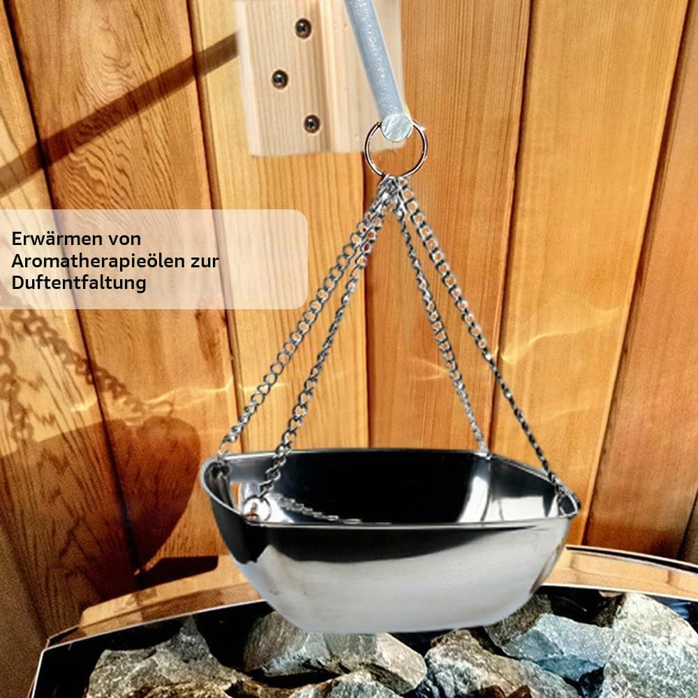 Sauna-Aromaschale, Edelstahl-Sauna-Aromaschale für ätherische Öle Wandhalterung mit verstellbarem Sc