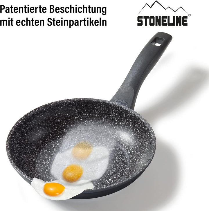 STONELINE Made in Germany Bratpfanne 20 cm, antihaft beschichtete Pfanne mit echten Steinpartikeln,