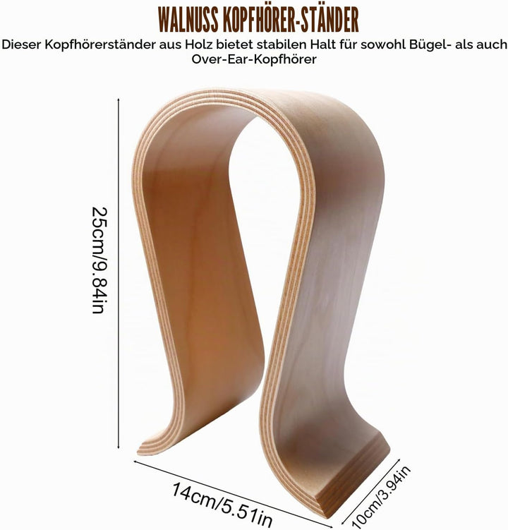 Kopfhörer Ständer Holz, Kopfhörerständer Aus Walnuss U Form, Stabiler Kopfhörer Halter Eleganter Hea