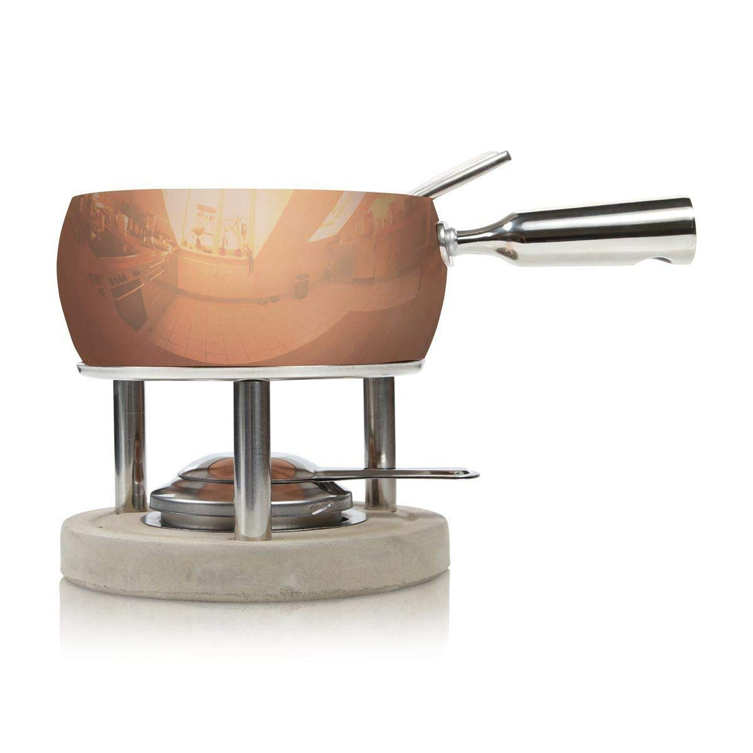 Boska Fondue-Set Kupfer - 1,7 L - geeignet für Käsefondue Kupfer mit Betonsockel, Kupfer mit Betonso