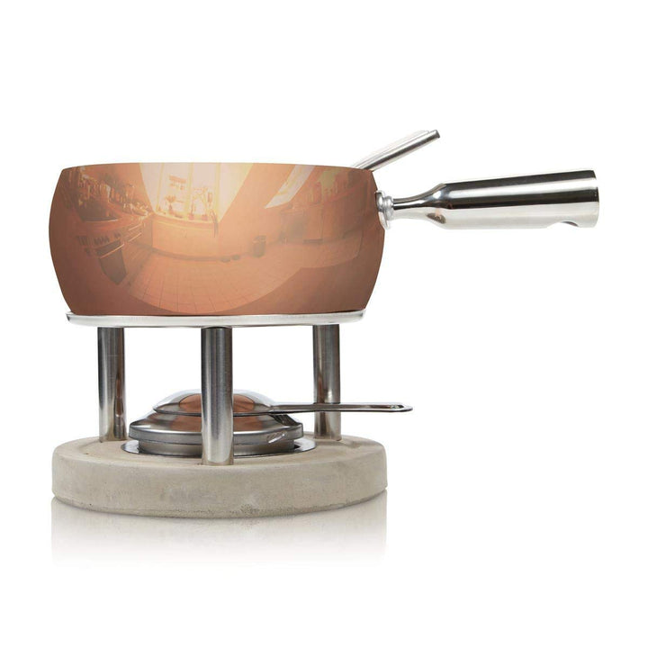 Boska Fondue-Set Kupfer - 1,7 L - geeignet für Käsefondue Kupfer mit Betonsockel, Kupfer mit Betonso