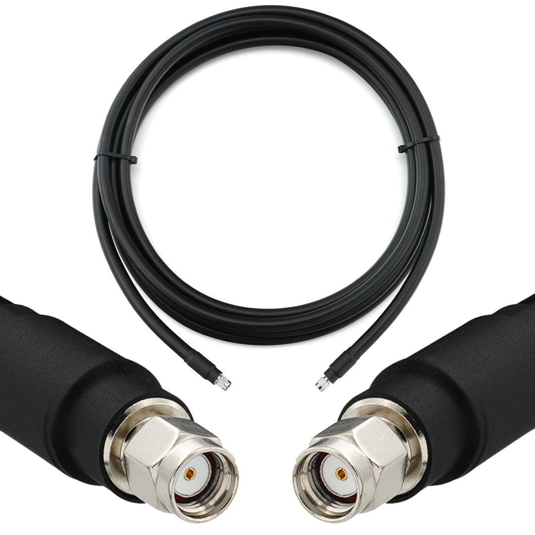 12m RP-SMA Stecker auf RP-SMA Stecker Koaxialkabel – 12 Meter 8D-FB Ultra-Verlustarmes Ø11.1mm Verlä