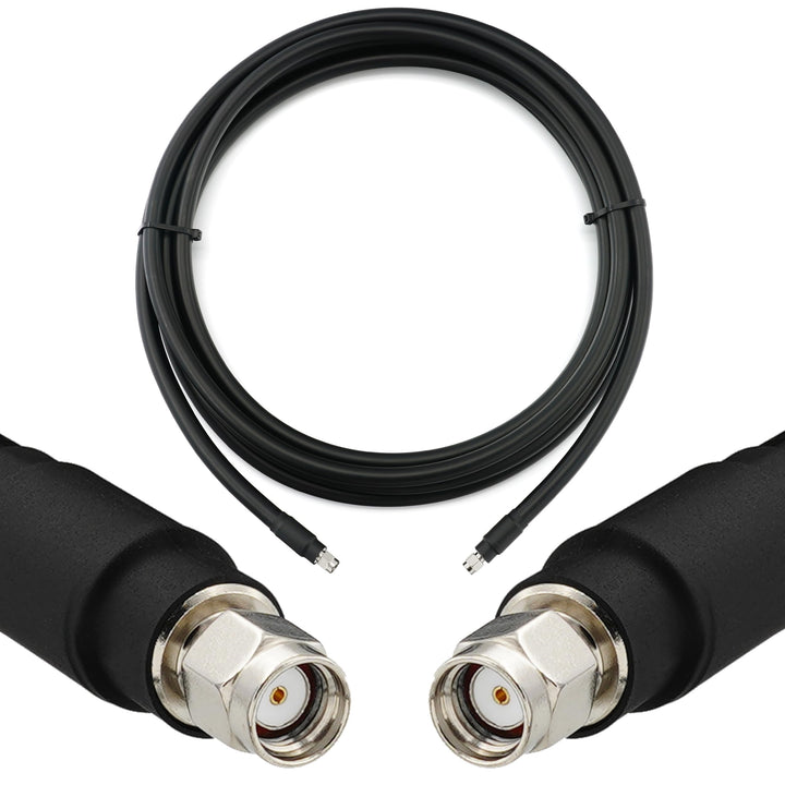12m RP-SMA Stecker auf RP-SMA Stecker Koaxialkabel – 12 Meter 8D-FB Ultra-Verlustarmes Ø11.1mm Verlä