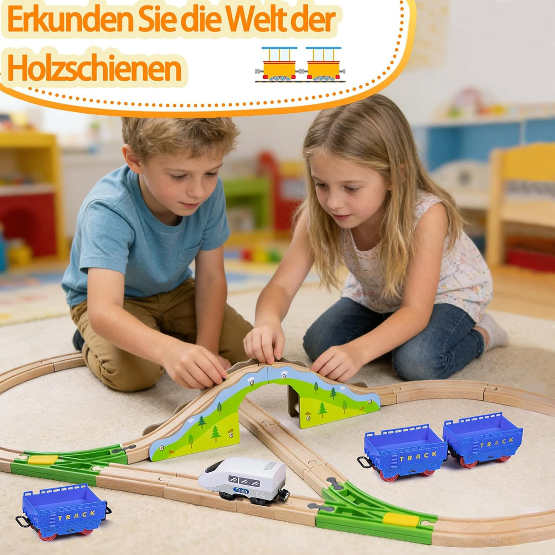 Holzeisenbahn Schienenset, Kompatibilität mit Allen Holzeisenbahn Zubehör und Holzschienen, robust l