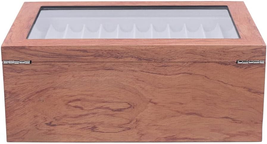 WindWilder Stifthalterbox mit vitrine für 34 Stifte, Rosenholz Holzstifte Pen Display Box mit Anzeig