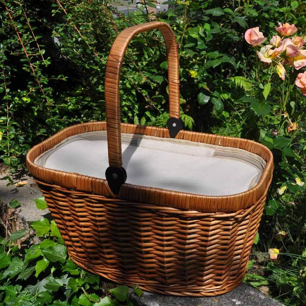 Les Jardins de la Comtesse - Korb Chantilly Leinen aus naturbelassener Weide - cremefarbener Stoff -