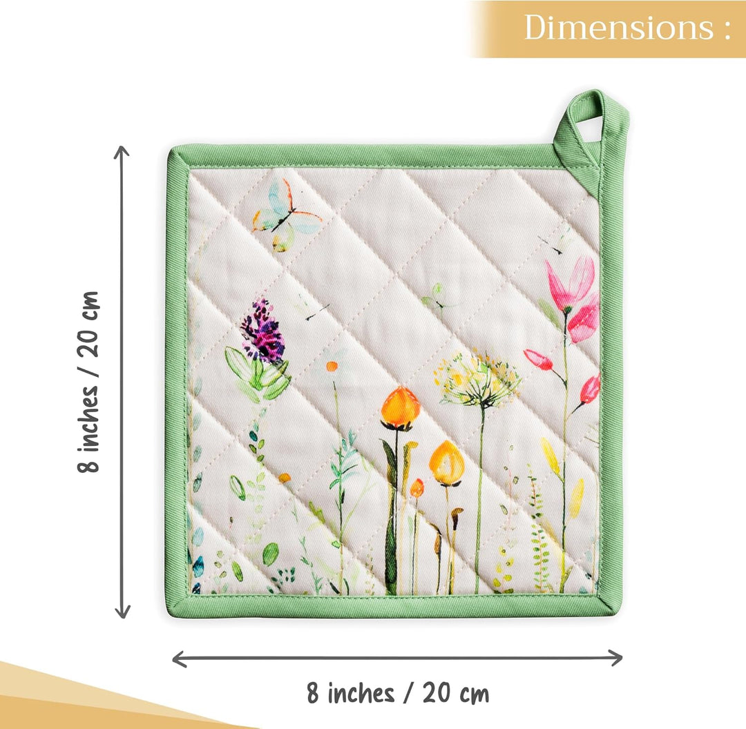 Maison d' Hermine Hot Pads Oster-Topfhalter aus 100% Baumwolle mit Schleife, hitzebeständiges Set mi