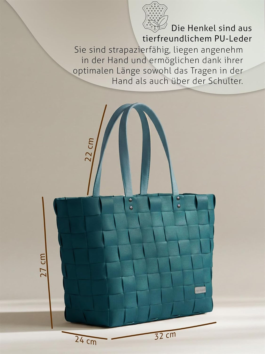 Einkaufstasche/Tragetasche mit Henkel - Einkaufskorb aus Kunststoff - Robust und Langlebend Farbe Ka