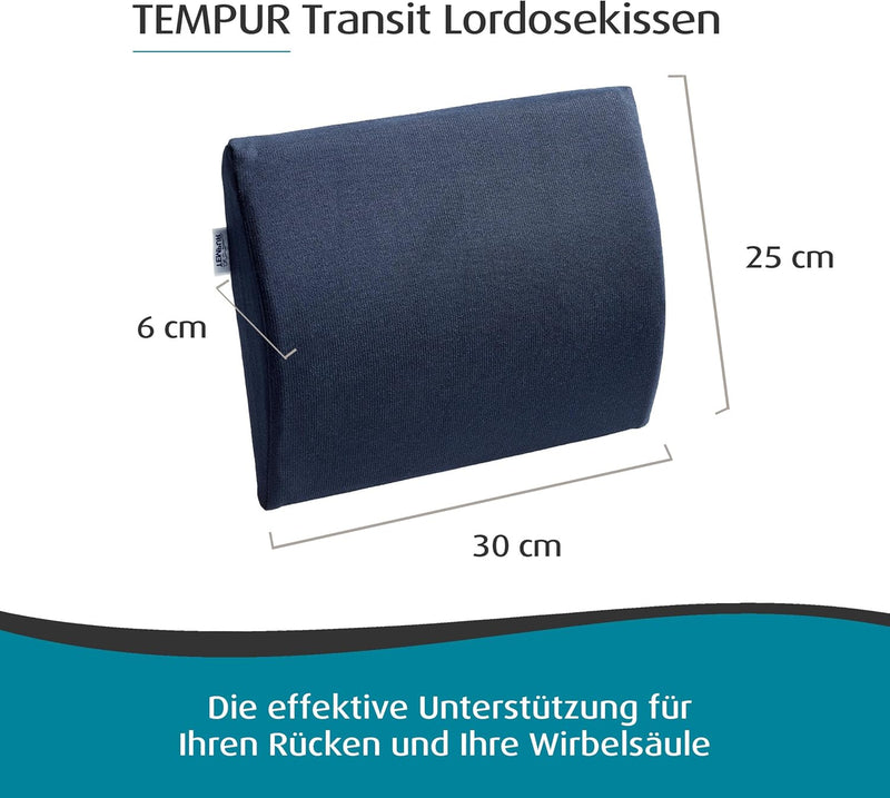 TEMPUR Transit Lordosekissen Memory Foam, ergonomisches Lendenkissen für Unterwegs und Zuhause, 30 x