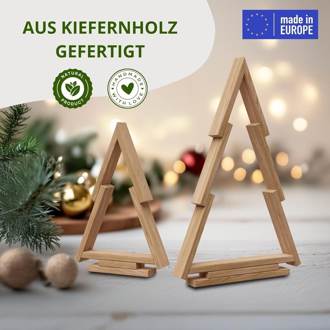 Floranica Weihnachtsbaum aus Holz Elfo Ineinander steckbar Unbehandelt 2er Set Weihnachtsdekoratione