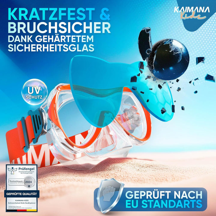 KAIMANA® Taucherbrille Kinder inkl. gratis Tragetasche | ab 3 Jahre | extra Bequeme Taucherbrille mi