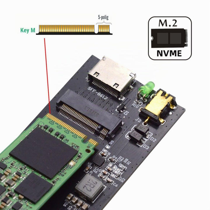 chenyang M.2 NVME/AHCI PCIe SSD zu Oculink SFF-8612 SFF-8611 Festplattengehäuse Konverteradapter mit