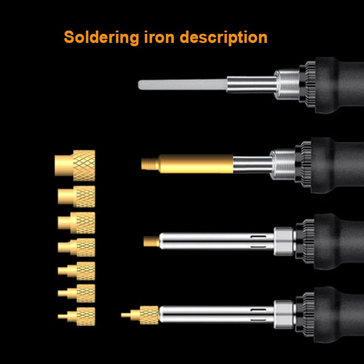 Digitales Lötkolben-Set, 60W, mit Gewindeeinsatz-Spitzen und 100 Stück M3x4x4,5 Gewindeeinsätze Iron