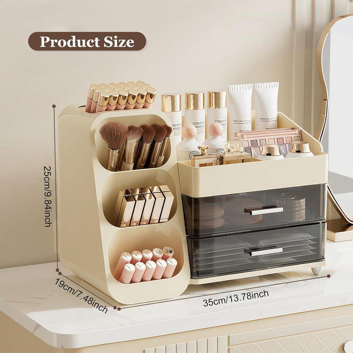 Make Up Kosmetik Organizer mit 2 Schubladen, Multifunktion Schminktisch Organizer, Einfache Aufbewah