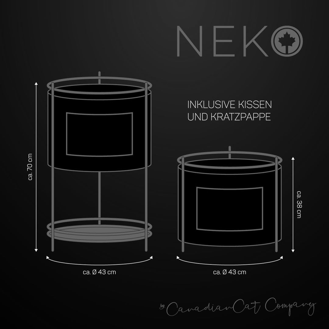 CanadianCat Company | Neko Beistelltisch mit Katzenhöhle inkl. Kratzpappe - Anthrazit | 43 x 43 x 70