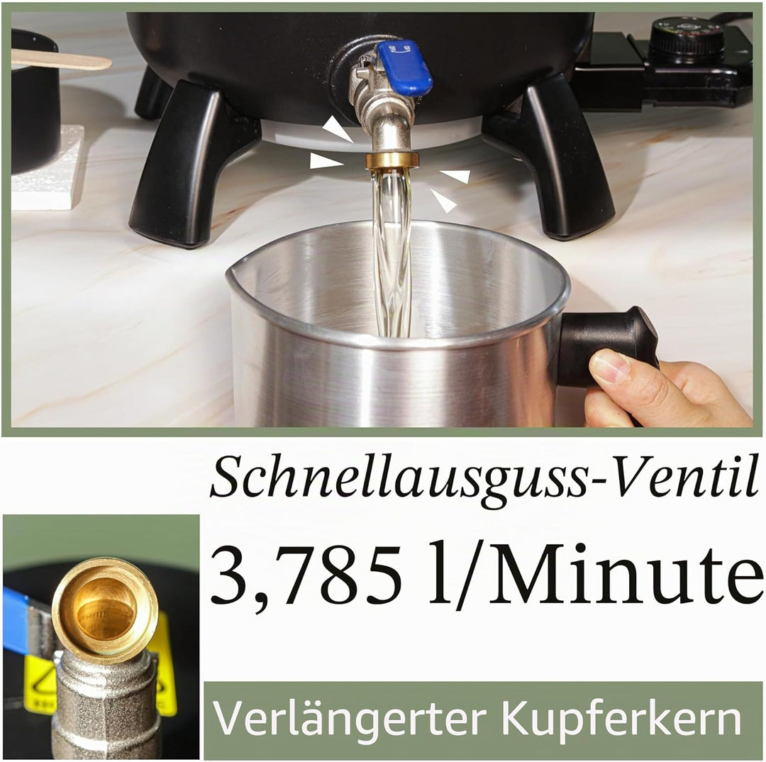 Wachsschmelzer für die Kerzenherstellung, 6 l/5 kg, grosser Wachsschmelztopf mit Ausguss für Sojawac