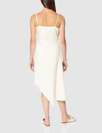 NA-KD Damen Midikleid mit Kordelzug Lässiges Kleid 38 Hellbeige, 38 Hellbeige