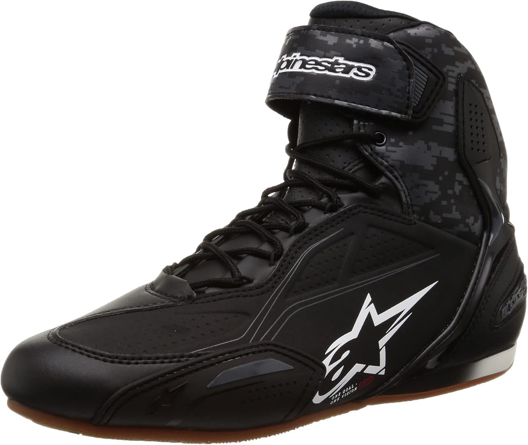Alpinestars Faster-3 Shoes Black/White Herren Motorcycle Clothing, Black Dark Gray Gum