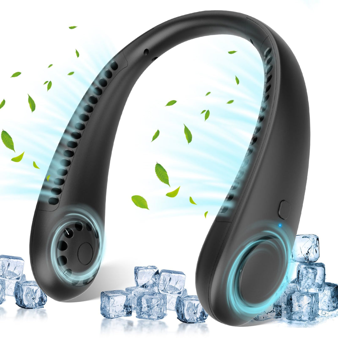 Timiyou Leise Halsventilatoren, Nackenventilator mit 360° Luftstrom, Hands Free Bladeless Fan, Tragb