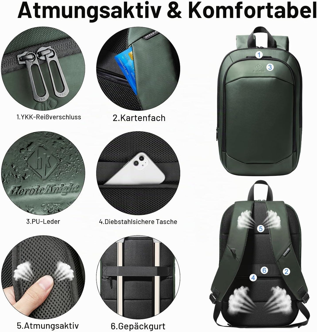 Laptop Rucksack Herren Business Rucksack leicht 15.6 Zoll wasserdichter erweiterbarer Reiserucksack
