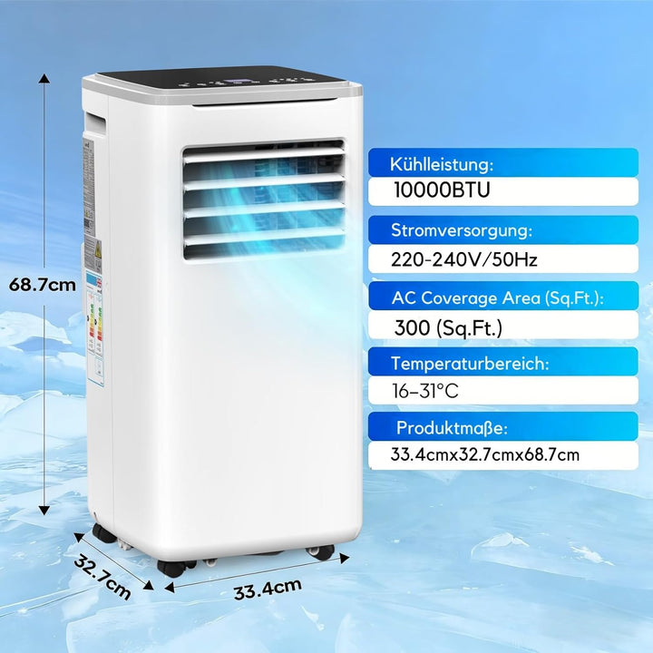 LEADZM Mobile Klimagerät klimaanlage,10000 BTU 1120W, Raumgrösse bis 32 m²,Air Conditioner mit Abluf