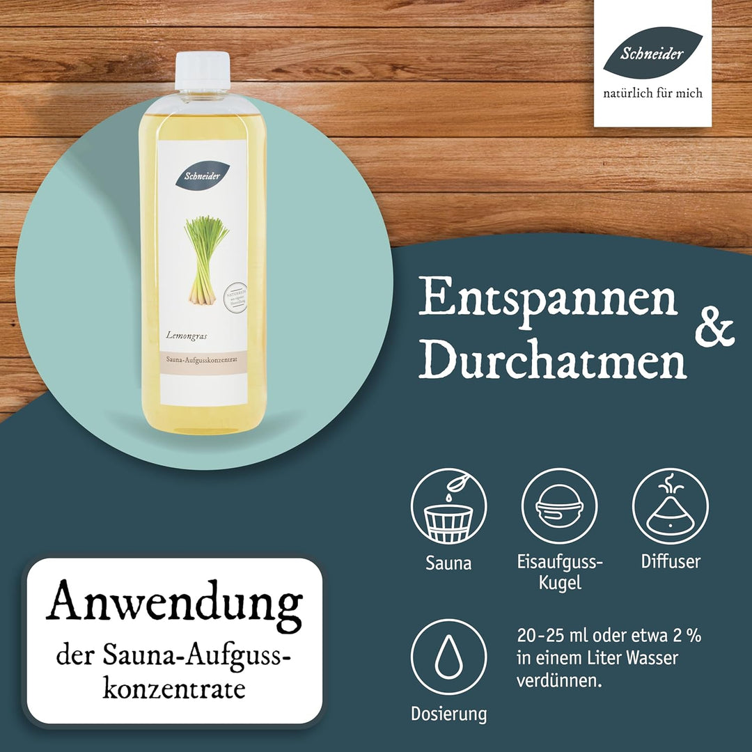 Saunabedarf Schneider - Aufgusskonzentrat, Saunaaufguss Lemongras 250ml