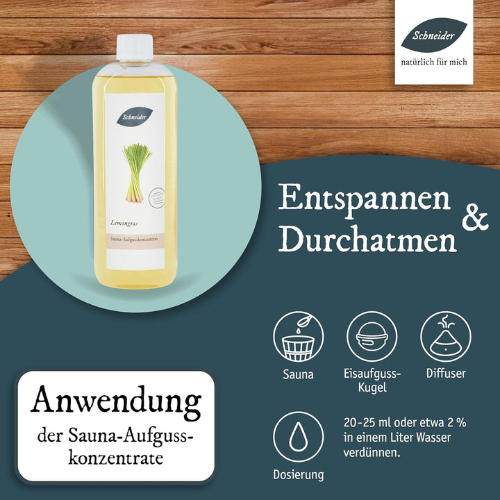 Saunabedarf Schneider - Aufgusskonzentrat, Saunaaufguss Lemongras 250ml