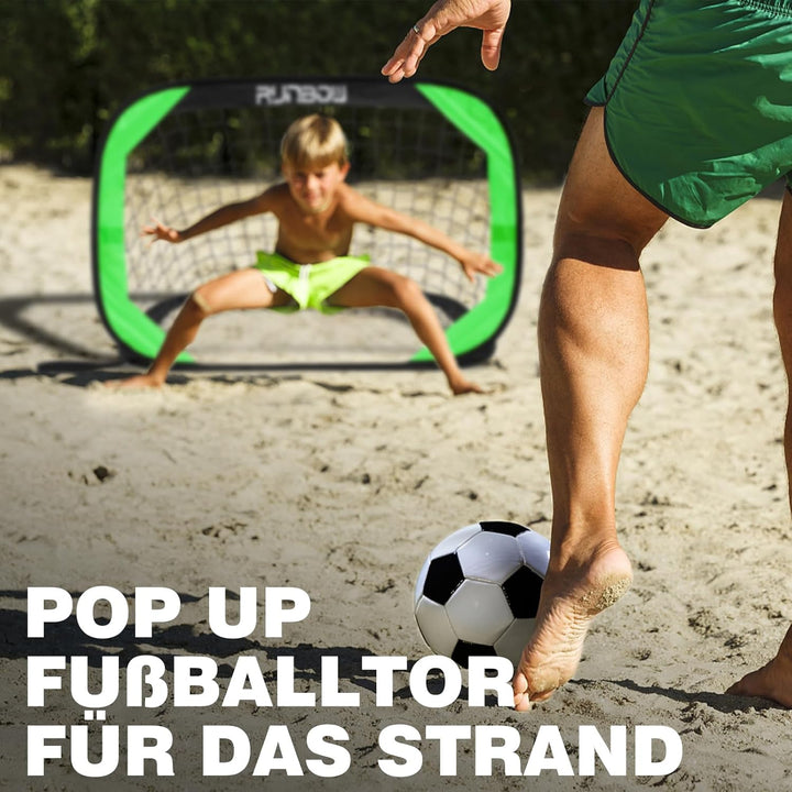 RUNBOW Pop-Up-Fussballtor, tragbar, für Hinterhof, Outdoor-Spass am Strand, 1 x 0,7 m Grün 100 x 67