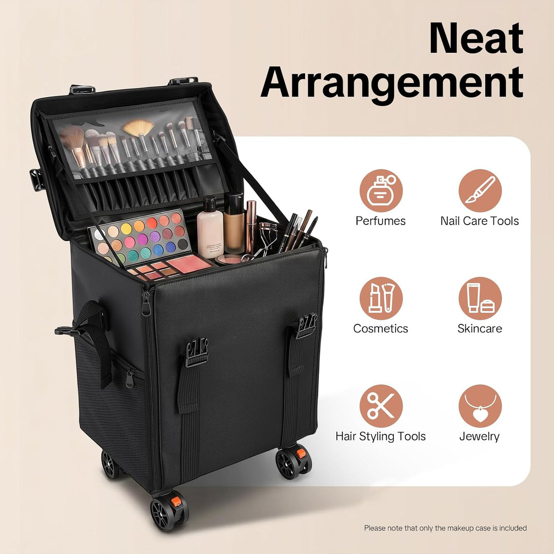 2 In 1 Kosmetik Trolley Multi-Function Friseurkoffer Professionelle Schwarz Kosmetikkoffer Beauty To