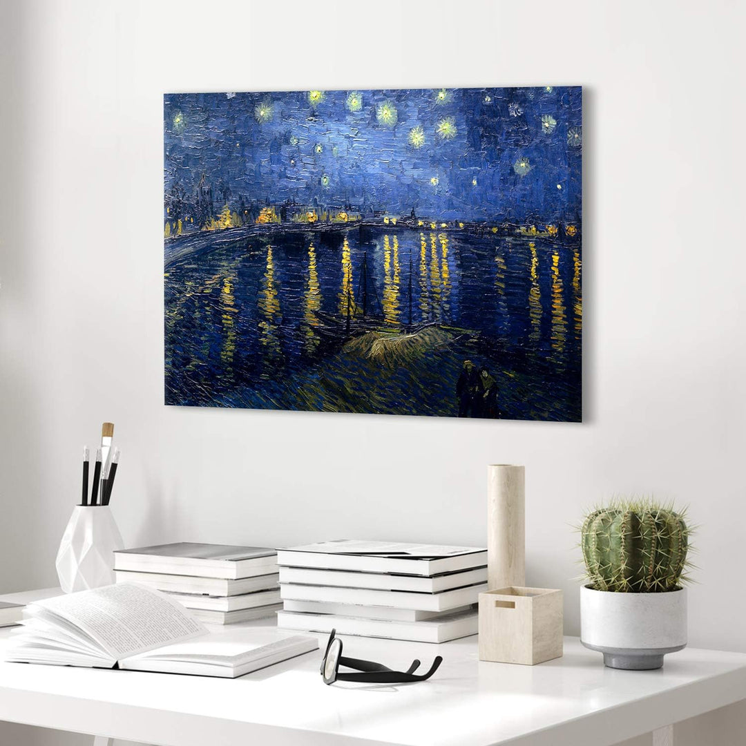 PICANOVA – Vincent Van Gogh Starry Night Over The Rhone 60x40 cm – Bild auf Leinwand – Leinwandbild