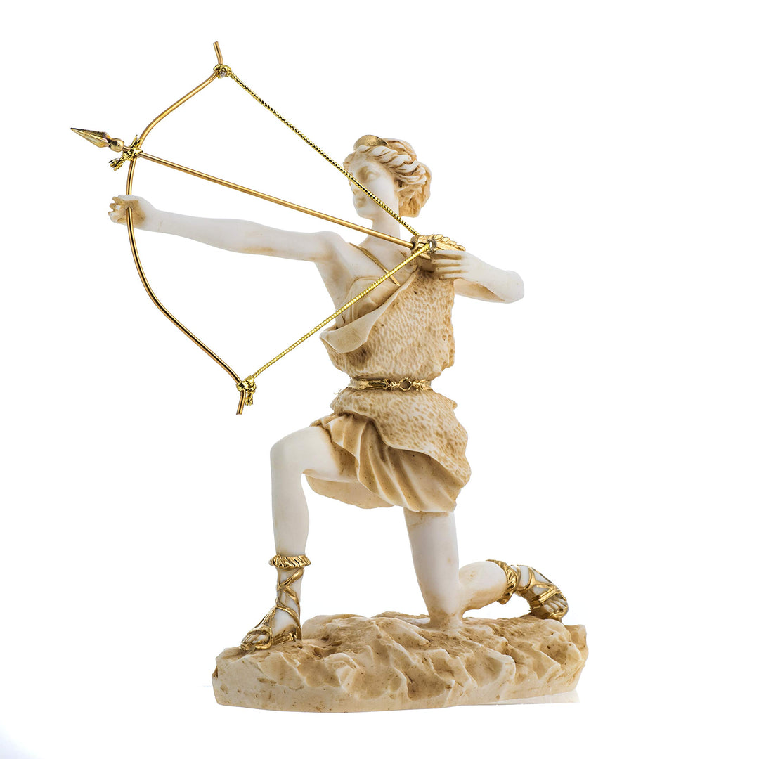 Göttin Artemis Diana Griechische Statue Natur Mond Goldton Alabaster 23,5 cm