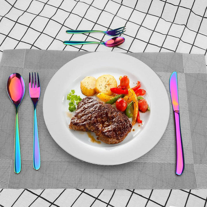 Regenbogen Besteck Set, Bettlife 30-teilig Besteckset für 6 Personen mit Messer/Gabel/Löffel, Edelst