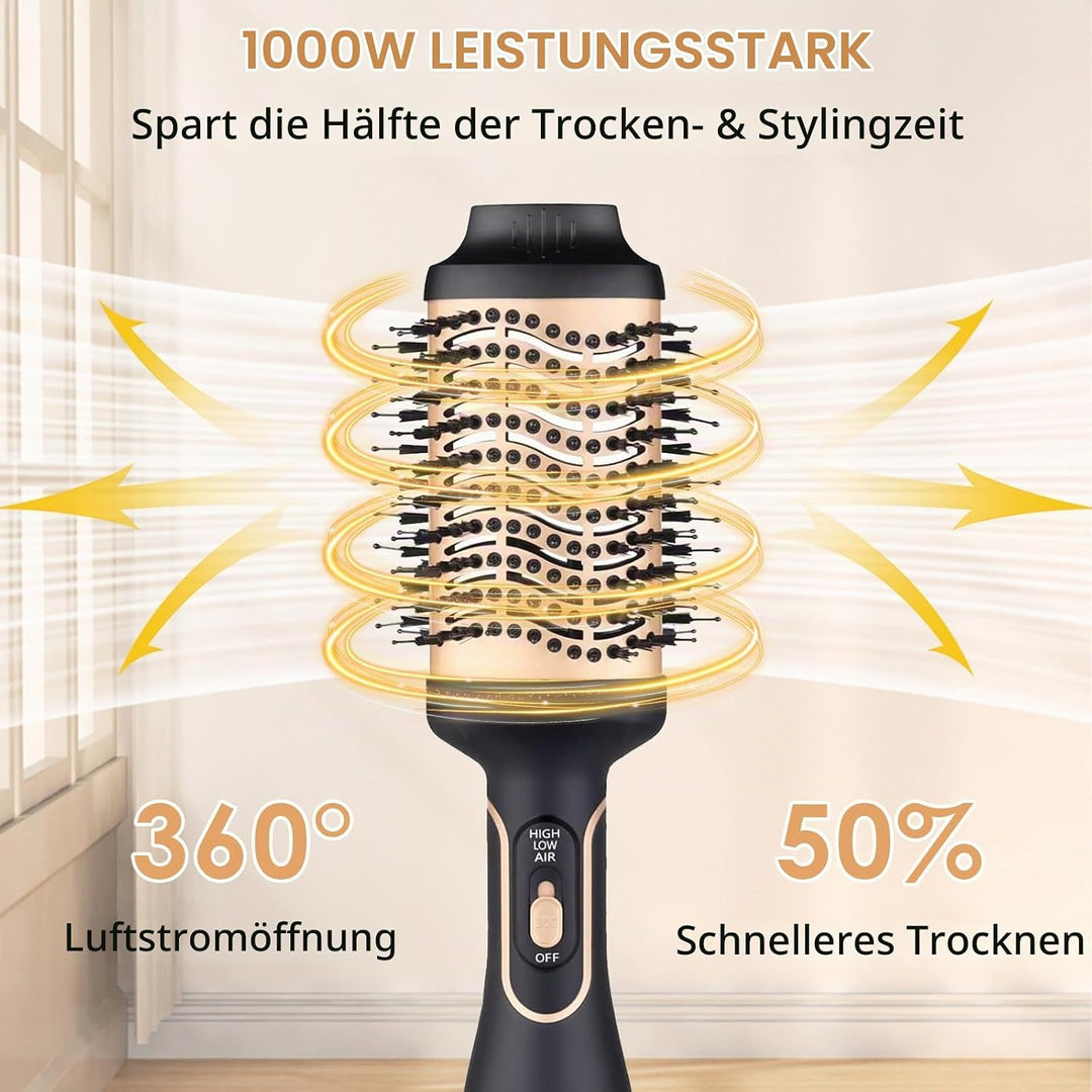 Warmluftbürste, Professionelle One-Step Föhnbürste Professionell Rundbürstenföhn Heissluftbürste, zu