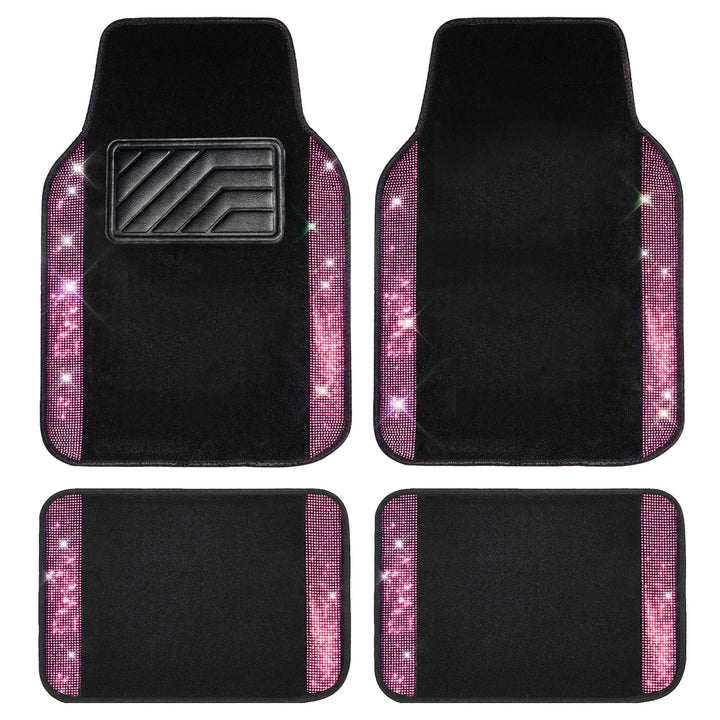 CAR PASS Universelle Passform, hübscher glänzender Strass-Teppich, komplettes Set, 4-teilig, Auto-Fu