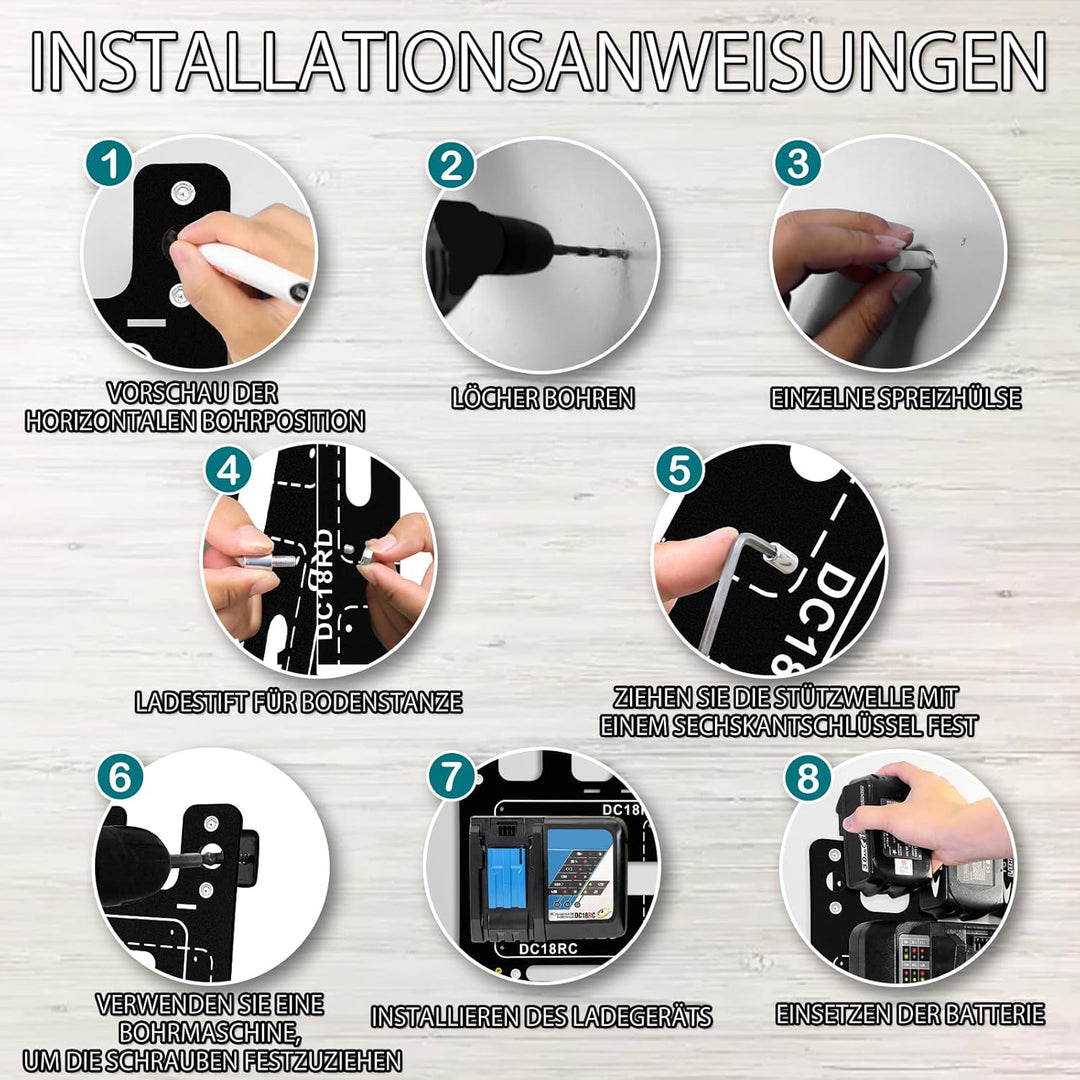 Wandhalterung für Makita,Akku Halterung für Makita DC18RC/DC18RD Ladegerät, Ladegerät Wandhalterung