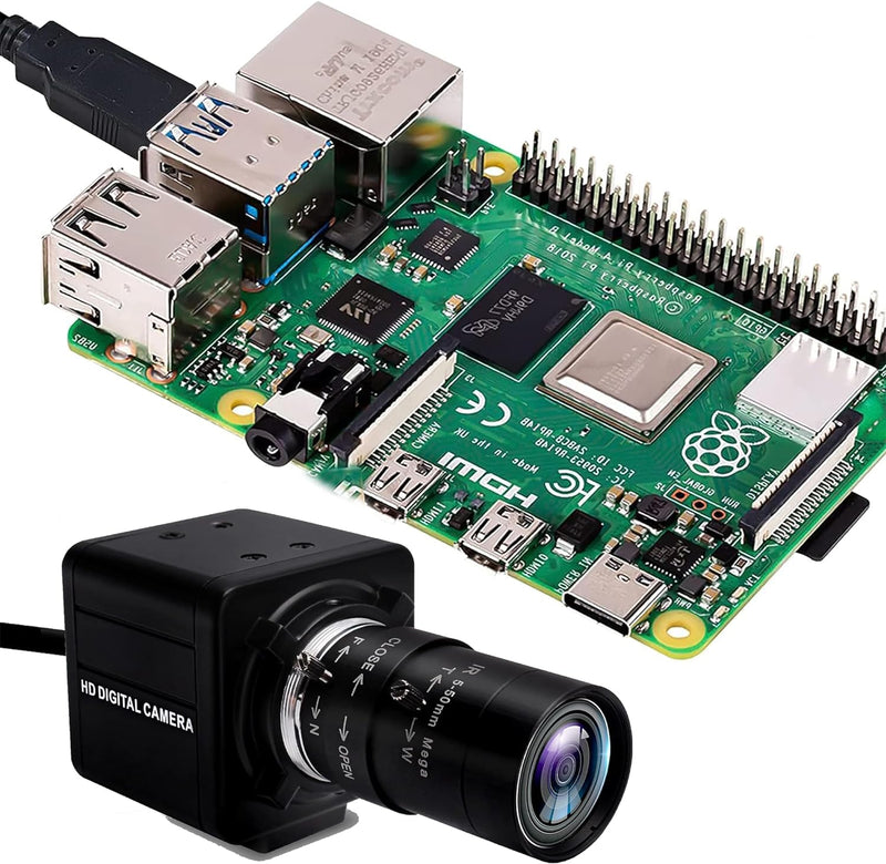 ELP FHD 1080P Zoom Webcam mit 5-50mm Variable Fokus Objektiv,2MP IMX323 Web Kamera Plug&Play,0.01Lux