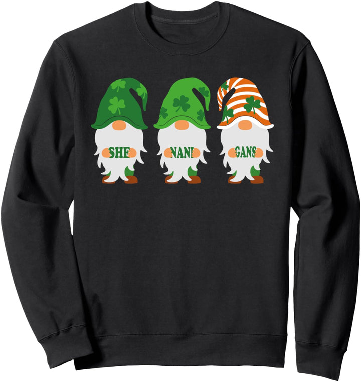 Cute Three Gnomes Holding Shenanigans Word St Patrick's Day Sweatshirt