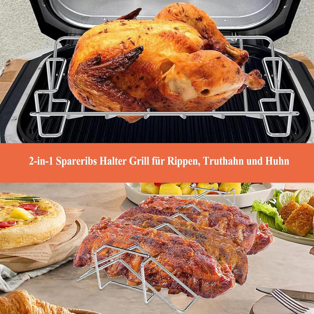 Spareribs Halter Grill für Ninja Woodfire OG850EU OG901EU V-Form Gitterrost, Hähnchen Ständer Kompat