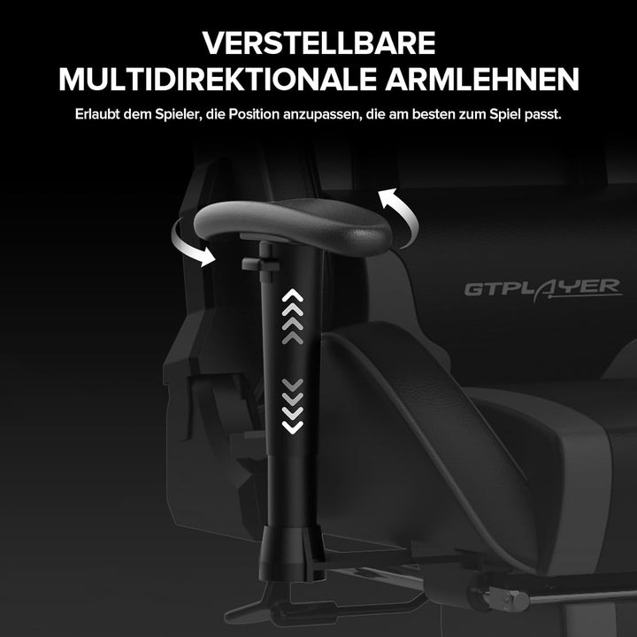 GTPLAYER Gaming Stuhl Gamer Stuhl mit Fussstütze Bluetooth Lautsprecher Ergonomischer Bürostuhl Comp