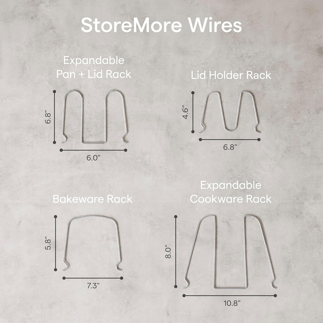 YouCopia Storemore Verstellbarer Pfannen- und Deckelständer, Standard, Weiss, Adjustable Adjustable