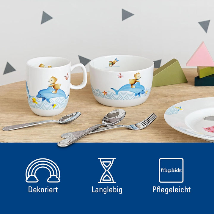 Villeroy &amp; Boch – Happy As A Bear Set Mit Kinderbesteck Und Kindergeschirr 7 Teilig, Spülmaschinenfe