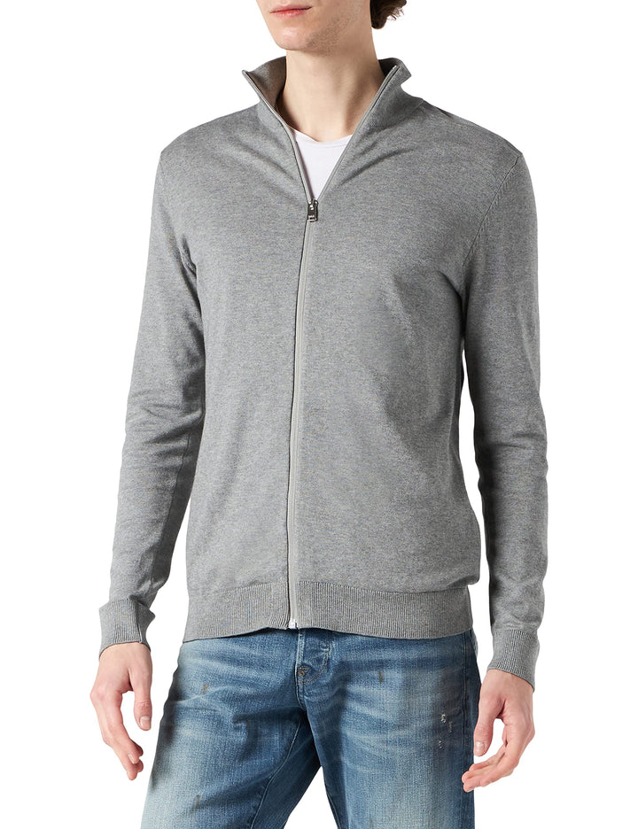 Selected Homme Male Strickjacke Zip-up S Grau (Medium Grey Melange), S Grau (Medium Grey Melange)