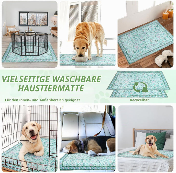 Baodan Welpen Unterlagen Waschbar, 2 Pack PIPI Matten für Hunde mit Blumenmuster inkontinenzunterlag