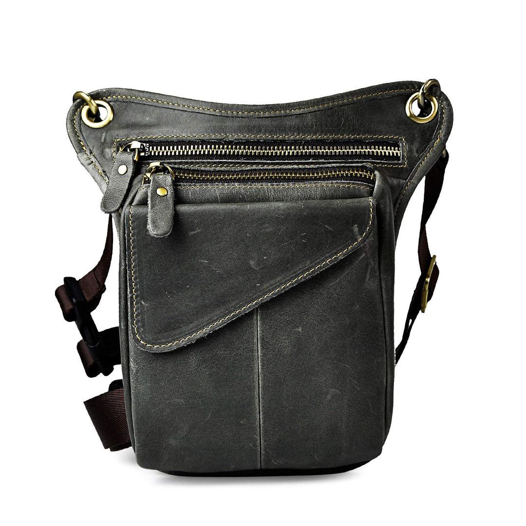 Le'aokuu Herren Echtes Leder Rucksäcke Beinbeutel Beintasche Hüfttasche Hip Bum Weist Pack Outdoor M