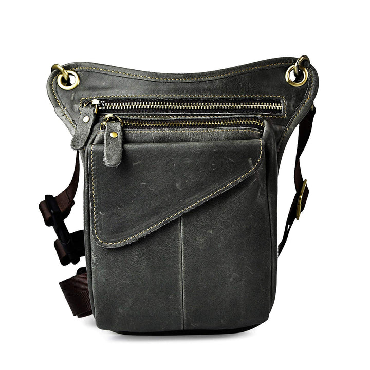 Le'aokuu Herren Echtes Leder Rucksäcke Beinbeutel Beintasche Hüfttasche Hip Bum Weist Pack Outdoor M