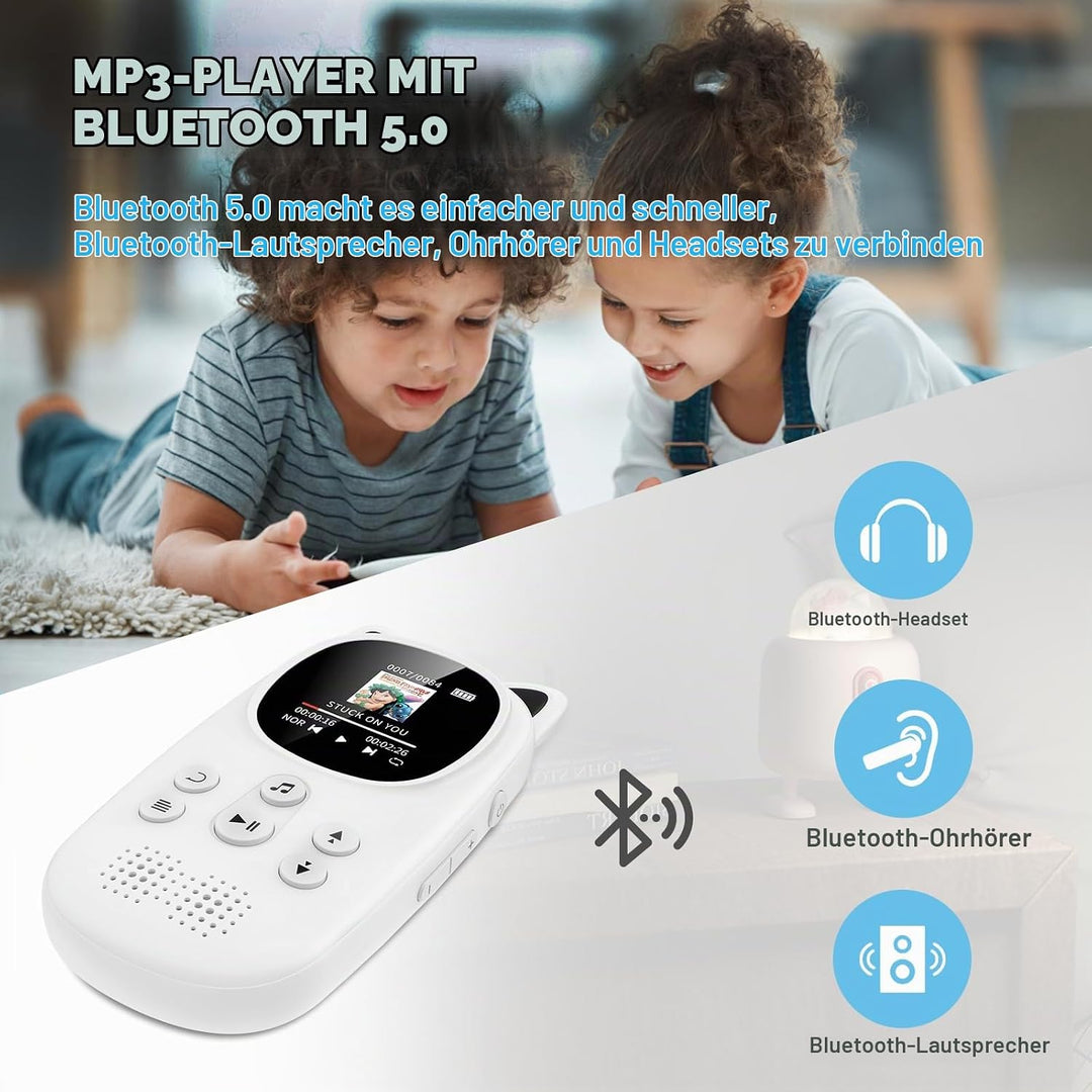 32GB MP3-Player mit Bluetooth 5.0, Oilsky Kinder MP3 Player mit Kopfhörer, 750mAh Tragbarem Sport Mp