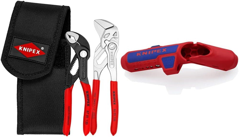 KNIPEX 00 20 72 V01 Mini-Zangenset in Werkzeuggürteltasche & ErgoStrip Universal-Abmantelungswerkzeu