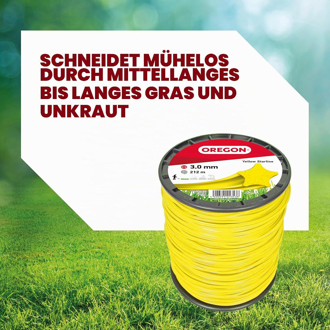 Oregon 69-461-Y Gelber Mähfaden mit sternförmigem Querschnitt, für Rasentrimmer und Freischneider, p
